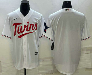 Men%27s Minnesota Twins Blank White Red Stitched MLB Cool Base Nike Jersey